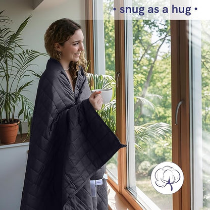 YnM Cotton King Size Weighted Blanket for Adults (88x104 Inches, 40 Pounds, Dark Grey), Smallest Compartments with Cooling Glass Beads,Heavy Blanket for Two Persons of 240~390lbs on Queen or King Bed