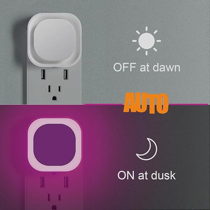 2 Pack Plug in Pink Night Light for Girls, Dimmable Nursery Light with Dusk to Dawn Sensor, Gentle Eye-Caring Glow for Midnight Feedings, Kids Room, Princess-Themed Bedroom, Bathroom, Hallway