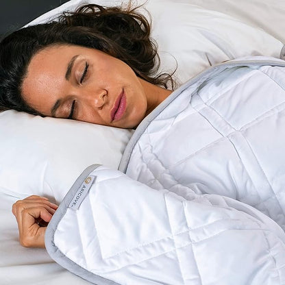 Aricove Cooling Weighted Blanket, 17 lbs, Twin Size for Adults, Luxury Heavy Blanket, Silky Soft Bamboo Viscose, 48x72 inches, Machine Washable, White
