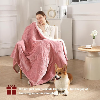Twin Electric Blanket 62"x84" Heating Blanket Twin, Wheat Pattern Ultra-Soft Flannel & Thick Sherpa with 5 Heat Settings & 10 Hour Auto Shut-Off, ETL & FCC Certified, Machine Washable Home Use, Pink