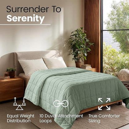 HomeSmart Weighted Blanket King Size 30lbs, Ultra Soft Fabric, Perfect for Couples, Fits Standard and California King Beds, 104x92, Sage Green