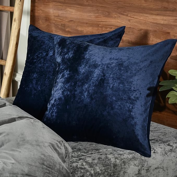 PHF Truly Velvet Euro Sham, 26"x 26",No Insert, 2 Pack Color Gradient Euro Throw Pillow Covers, Ultra Soft Cozy Pillow Covers for Luxurious Home Decorative, No Shedding, No Pilling, Navy Blue