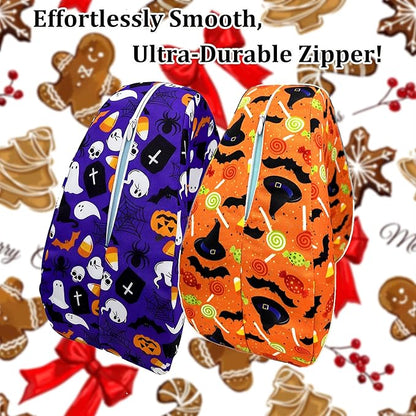 Knee Pillowcase Compatible with Contour Legacy Knee Pillow, Invisible Zippered & Anti-Pilling, Soft Halloween Christmas Gothic Decor, Unique Gift for Her/Him (Purple Galaxy & Warm Orange)