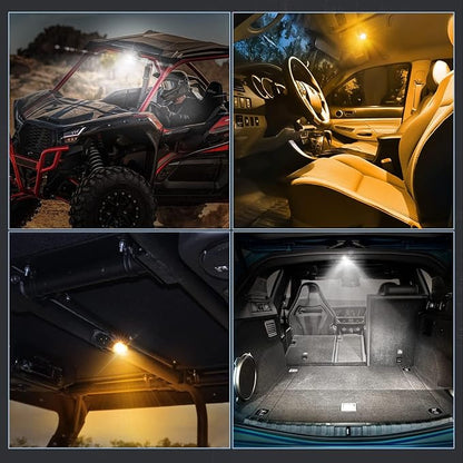 ACEC SHOP UTV Dome Light - White/Amber, Universal Roll Bar Mount LED Lights Utility Roll Cage Light Interior Dome Light Bar Cab Lights for UTV Polaris ATV RZR Can-Am SxS Pionner Talon Kawasaki