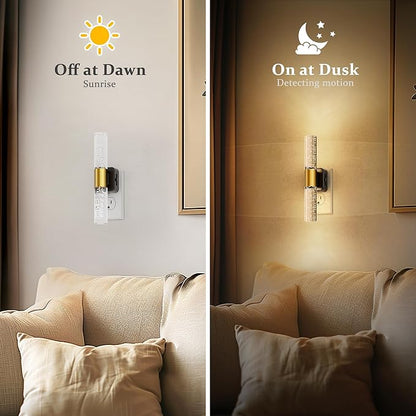 JandCase Night Lights Plug into Wall, 180° Rotating 2 Pack 3000K Soft Light LED NightLights, 0-100LM Adjustable Brightness, Plug in Night Light with Auto Light Sensor,for Bathroom,Hallway,Bedroom