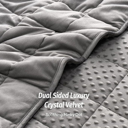 Wemore Minky Dot Weighted Blanket for Kids 5 lbs, Soft Cozy Heavy Blanket for Stress Relief and Sleep Promotion, Breathable Blanket for All-Season with Glass Beads, Grey 36 x 48 inches
