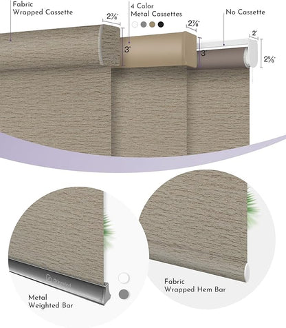 Graywind Smart Blackout Roller Shades Compatible with Alexa Google WiFi Hardwired Textured Fabric Motorized Blinds Remote Window Shades, Custom Size (Frequency Sand)