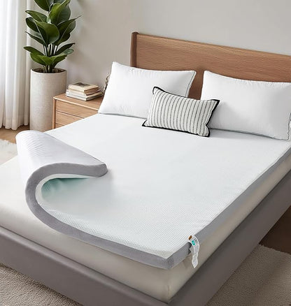 SAPHREAS 3 Inch Memory Foam Mattress Topper Full Size with Soft Ventilated Mattress Pad Cover, Egg Crate Bed Topper for Back Pain & Pressure Relief, CertiPUR-US Certified, 54x75