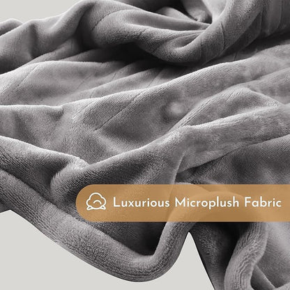 Electric Heated Blanket 84"x90" Queen Size Flannel Heated Blanket, Cozy & Warm for All Night, 5 Heat Settings & 10 Hours Auto Off, Machine Washable, Light Grey