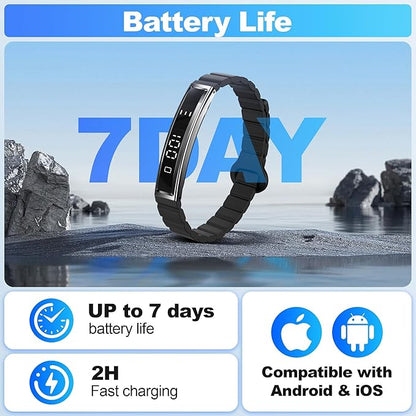 Smart Bracelet for Women, Health Activity Fitness Trackers, 24/7 Heart Rate, Blood Oxygen & Stress Monitor, 24H Sleep Tracker, Smart Wristband with Free APP 2 Bands, Women's Day Gifts - Black