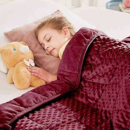 HOSUKKO Weighted Blanket - 2 lbs Burgundy Thciken Heavy Blanket - Small Size Breathable Comfortable Blanket(36 * 48 inches, 2 lbs)
