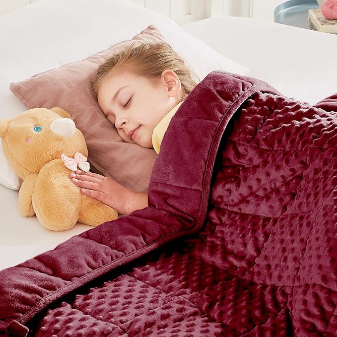 HOSUKKO Weighted Blanket - 3 lbs Burgundy Thciken Heavy Blanket - Small Size Breathable Comfortable Blanket(36 * 48 inches, 3 lbs)