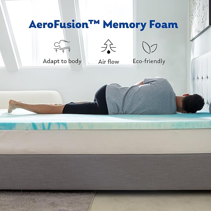 MLILY King Mattress Topper 3 Inch Memory Foam Bed with Gel Infusion, Cooling Pad in a Box,CertiPUR-US Certified, 76”x80”, Blue