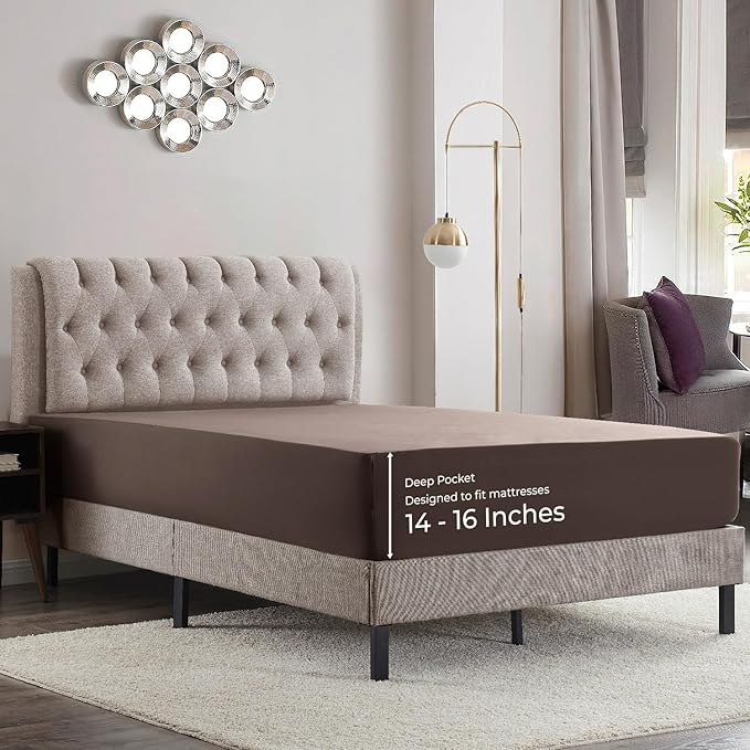 Empyrean 2 Pack Twin Fitted Sheets - Ultra Soft Microfiber, Deep Pocket, Fits 14-16 Inch Mattress, Wrinkle & Fade Resistant, Shrinkproof, Breathable & Durable, Perfect for Twin Beds, Chocolate Brown