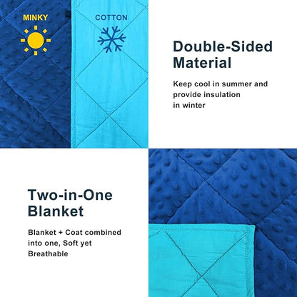 MAXTID Kids Weighted Blanket 5lbs for Boys Blue 36inx48in Heavy Blanket for Children