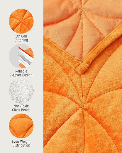 Weighted Lap Blanket 5 lbs for Adults, Luxury Soft Small Weighted Blanket, Compact Portable Weighted Lap Pad for Relaxation, Sleeping, Travel, All-Season Use, Bright Orange, 30" x 40"