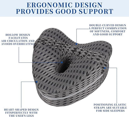 Knee Pillow for Side Sleepers - Sciatica, Hip & Back Pain Relief Pillow with Adjustable Strap, Memory Foam Leg Pillow for Side Sleeping, Spine Alignment Support for Pregnancy, Post-Surgery (Sky Blue)
