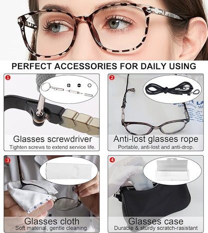 MARE AZZURO Blue Light Blocking Reading Glasses Women Trendy Square Computer Readers 1.00 1.25 1.50 1.75 2.00 2.25 2.50 2.75 3.00 3.50 4.00 5.00 6.00 (Leopard, 100)