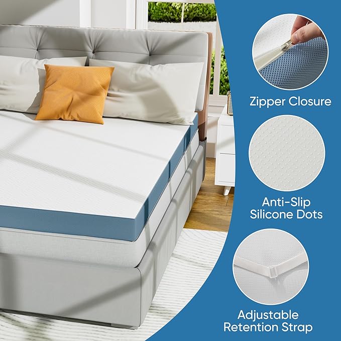4 Inch Firm Mattress Topper Full Size, Memory Foam Mattress Topper Extra Support, High-Density Memory Foam Bed Topper for Pain Relief, with Removable Soft Cover, CertiPUR-US Certified