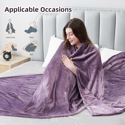 Electric Heated Blanket Full Size 72"x84",Fast Heating Throw, Soft Microplush for Bed & Couch, 1-10 Hours Auto Off & 6 Heating Levels, Machine Washable, Gifts for Grandma & Family-Purple