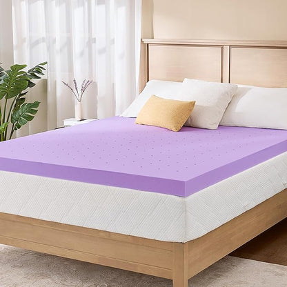 3 Inch King Lavender Infusion Memory Foam Mattress Topper for Relaxing Sleep, Ventilated & Pressure Relieving, CertiPUR-US Certified, Medium Firm Topper in a Box, King Size, 76"x80"