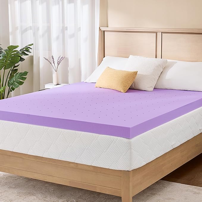 2 Inch Twin XL Lavender Infusion Memory Foam Mattress Topper for Relaxing Sleep, Ventilated & Pressure Relieving, CertiPUR-US Certified, Medium Firm Topper in a Box, Twin XL Size, 38"x80"