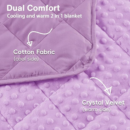 yescool Weighted Blanket 7 Pounds Light Purple Twin Size Cooling Weighted Throw Blanket, Minky Heavy Blankets Warm Weighted Comforter, Big Washable Thick Blankets Gift for 60-90lbs, 40 * 60in