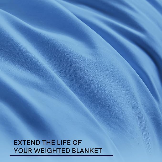 YnM Cotton Duvet Cover for Weighted Blankets (Monaco Blue, 60''x80'')