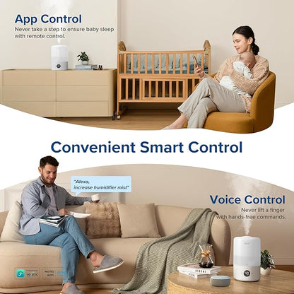 LEVOIT Smart Cool Mist Top Fill Humidifiers for Bedroom with Sensor, Auto Humidity Setting, APP & Voice Control, Essential Oil Diffuser, Ultra Quiet Operation, Super Easy Top Fill, 3L, White