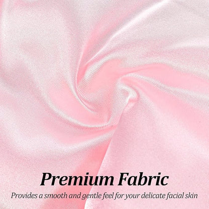 Silk Sleep Mask for Women Men, Soft Eye Mask for Side Sleepers Large Blackout Sleeping Masks with Adjustable Band Silk Eye Cover for Sleeping Travel Yoga Nap, Pink