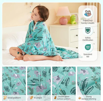 HOSUKKO Weighted Blanket - 10 lbs Green Bush Heavy Blanket - Breathable Blanket(41 * 60 inches, 10 lbs)
