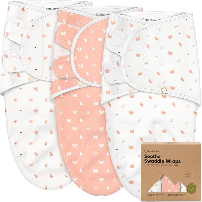 3-Pack Organic Baby Swaddle Sleep Sacks - Swaddles for Newborns, Infant 3-6 Months, Baby Girls, Boys, Soft & Snug Newborn Sleep Sack, Nursery Swaddling Blankets (Butterflies, L)