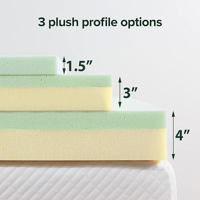 Zinus Green Tea Memory Foam Mattress Toppers, Twin (AZ-GTFT-300T)