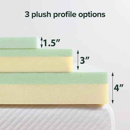 Zinus Green Tea Memory Foam Mattress Toppers, Twin (AZ-GTFT-300T)