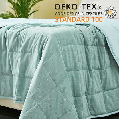 Weighted Blanket Twin Size 15bls, Cooling Blanket for Adult Hot Sleepers, Soft Bed Blanket Universal to All Seasons, 48''x72'' 15 LBS, Water Blue