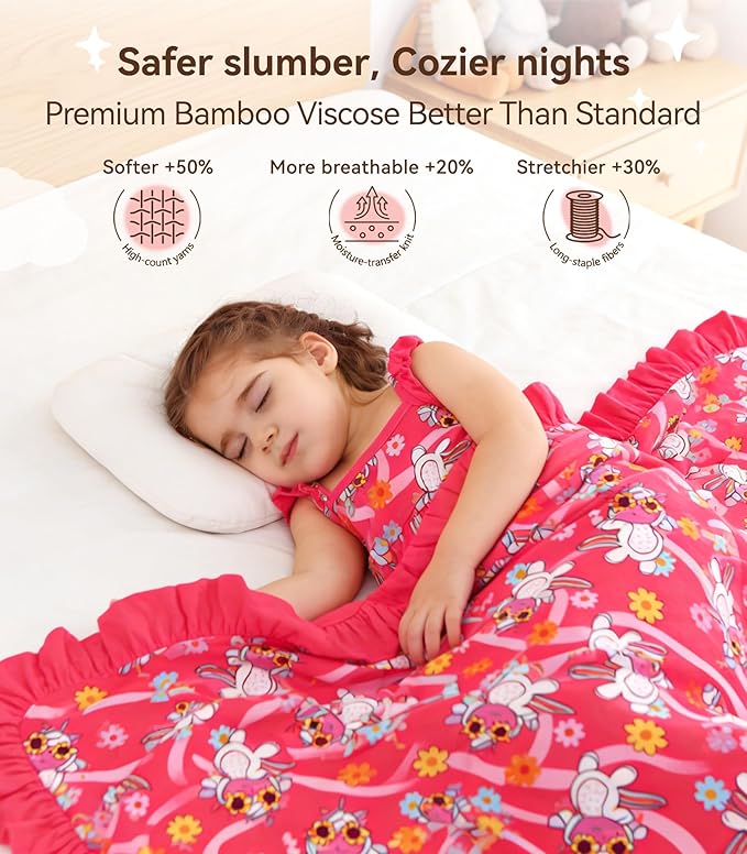 Premium Baby Blankets, Soft Viscose from Bamboo Blanket for Girls, Nursery Crib Bedding Quilt for Newborn and Toddler, Ruffle Blanket Cooling for Hot Sleepers 50''x50'' Pink Unicorn