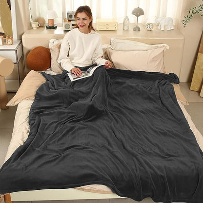 Electric Heated Blanket Twin Size, 62"x84" Electric Throw Blanket with ETL & FCC Certification, Fast Heating Blanket with 5 temperatures & 10 Hours Auto Off, Machine Washable, Dark Gray