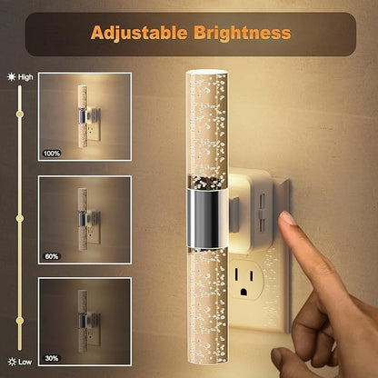 JandCase Night Lights Plug into Wall, 180° Rotating 3000K Soft Light LED NightLights, 0-100LM Adjustable Brightness, Plug in Night Light with Auto Light Sensor,for Bathroom,Hallway,Bedroom