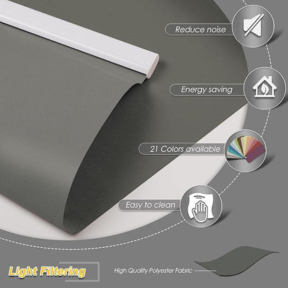 Allesin Motorized Roller Shade Compatible with Alexa for Window, 75% Blackout Smart Shades Cordless with Remote Control, Electric Automated Blinds for Window, Customized Size, Dry Battery(Dark Grey)