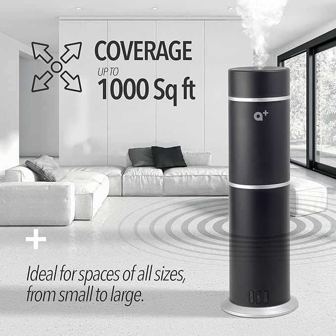 AROMAR Smart Waterless Oil Diffuser - Cold-Air Essential Scent Machine, App-Controlled, Covers 1000 Sq.Ft - Includes 'New York' Scent - Perfect for Home, Office, & Business use - Black
