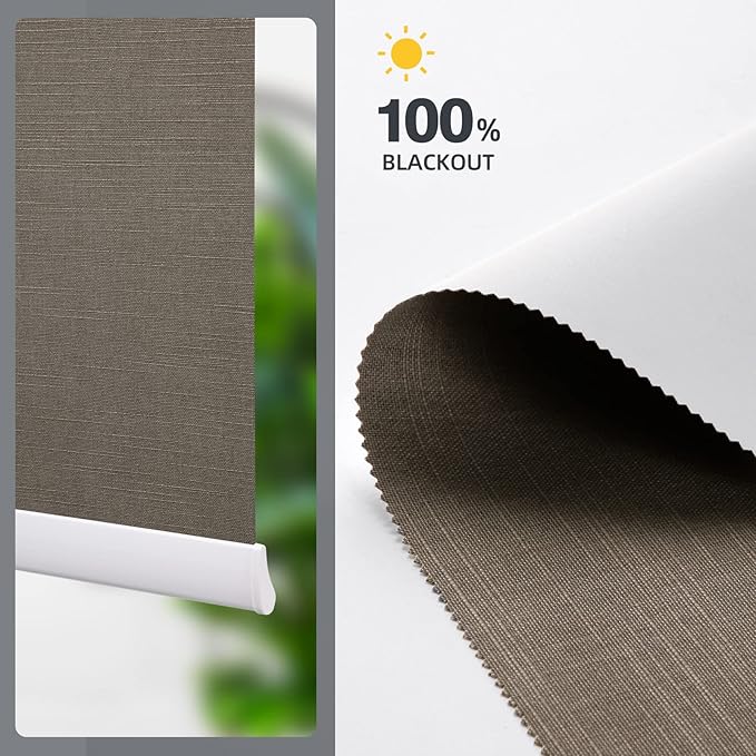 ZSTARR Motorized Blackout Window Blinds Remote Control Automated Window Blinds Rechargeable Roller Shades Blinds with Valance,Customized Size (Dim Gray)