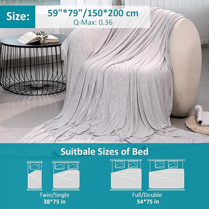 Bamboo Cooling Blanket - Double-Sided Soft Bed Throw Summer Blankets, Breathable Cold Bed Blanket for Night Sweats Sofa Home Office - 59"x79", Light Gray