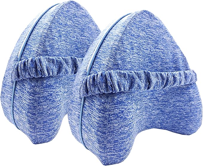 Replacement Pillowcase Pillow Cover with Elastic Strap for Contour Legacy Leg & Knee Foam Support Pillow-Cover ONLY (Blue, 2-Pack)