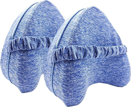Replacement Pillowcase Pillow Cover with Elastic Strap for Contour Legacy Leg & Knee Foam Support Pillow-Cover ONLY (Blue, 2-Pack)