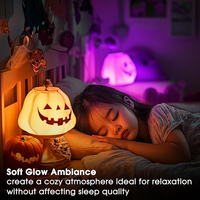 Orange Purple Light Bulbs [2 Pack], A19 LED Orange and Purple Bulb Outdoor, Halloween Light Bulbs, 9W (60 Watt Equivalent) - E26 Colored Light Bulb for Porch Light Christmas Party Home Holiday Decor