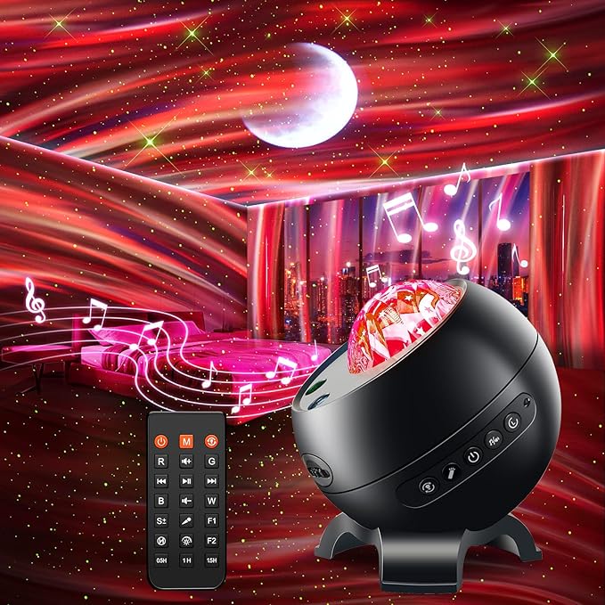 Sound Machine White Noise Machine for Sleeping, 15 Soothing Sounds & Bluetooth Speaker Aurora Light Projector, 15Colors White Noise Sound Machine for Sleep Therapy for Adults & Kids with Remote+Timer