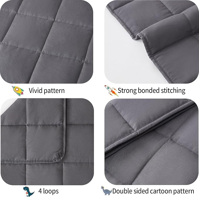 HOSUKKO Weighted Blanket - 2 lbs Grey Heavy Blanket - Small Size Breathable Blanket(19 * 21 inches, 2 lbs)