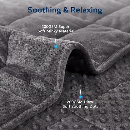 L'AGRATY Weighted Blanket for Adult - 48"x72" 15lbs Minky Dots Heavy Blanket with Glass Beads Soft Breathable for All-Season Summer Fall Winter Thick Comfort for Sleeping