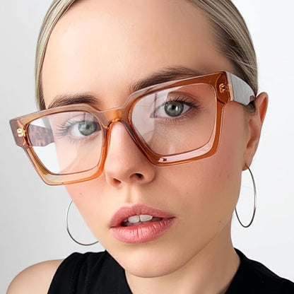 livho Oversized Eyewear Frame for Woman and Men - Rectangle Fashion Glasses for Computer, Chic Preppy Frame