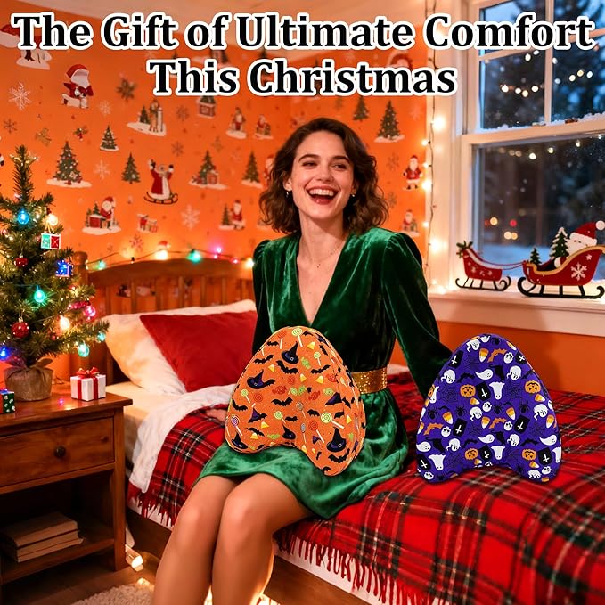 Knee Pillowcase Compatible with Contour Legacy Knee Pillow, Invisible Zippered & Anti-Pilling, Soft Halloween Christmas Gothic Decor, Unique Gift for Her/Him (Purple Galaxy & Warm Orange)